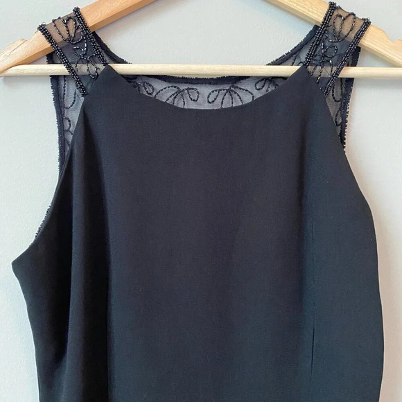 Vintage Brilliante By JA Womens MP Petite Sleeveless Beaded Cocktail Black Dress - Picture 5 of 16